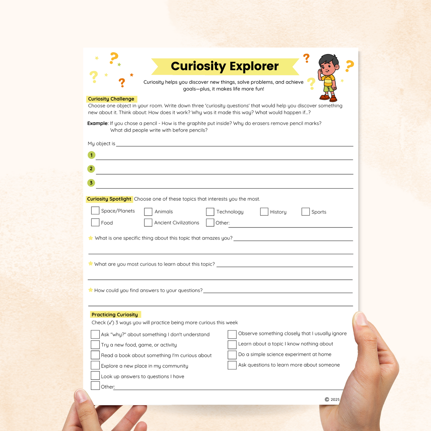 curiosity worksheet
