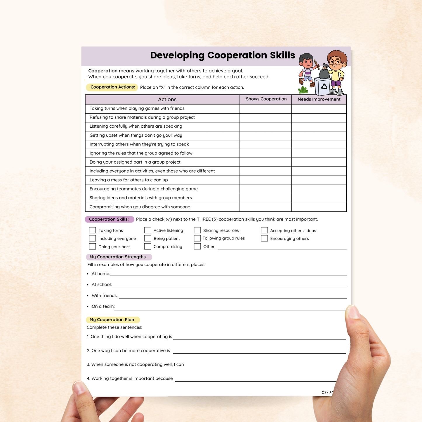 cooperation worksheet