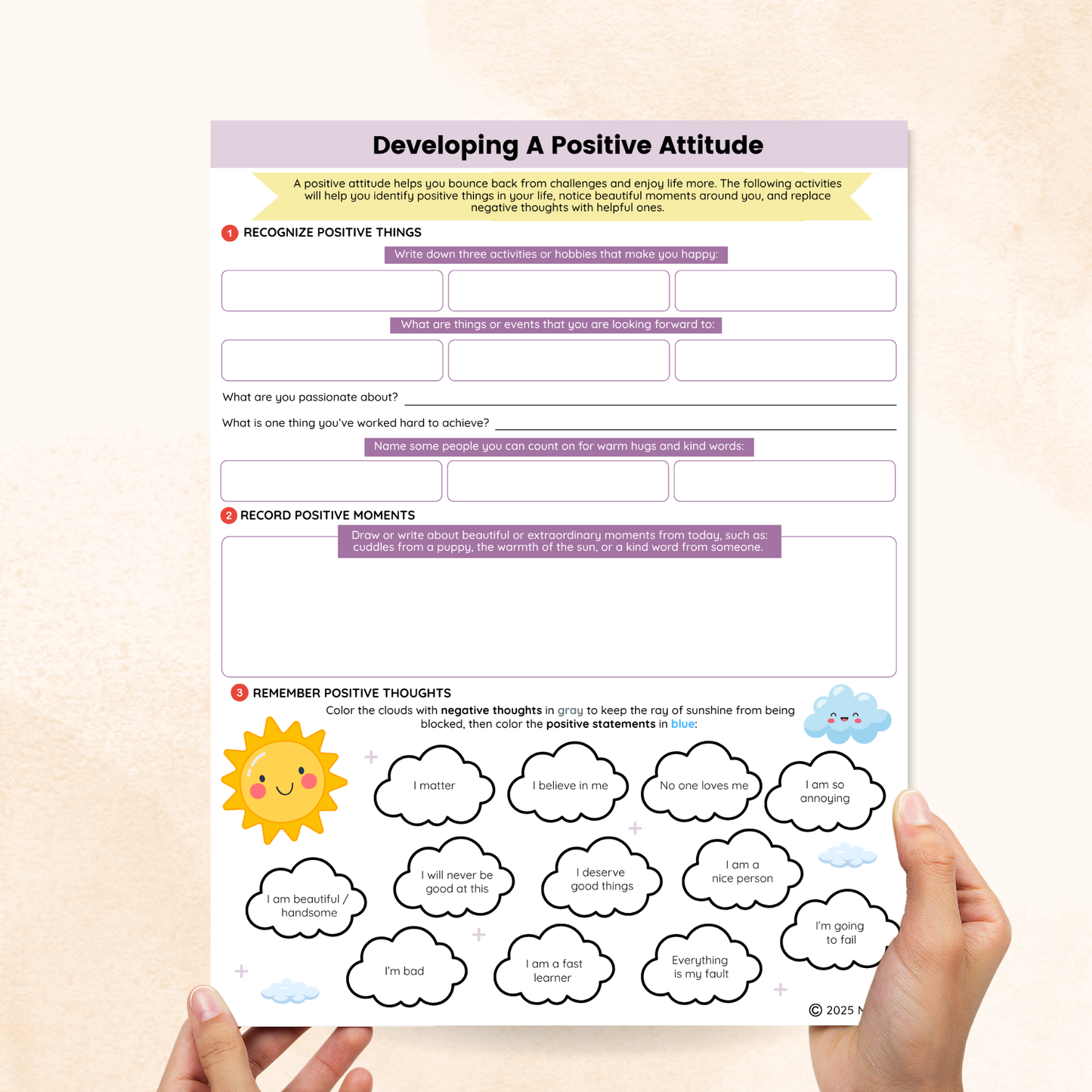 positive attitude worksheet