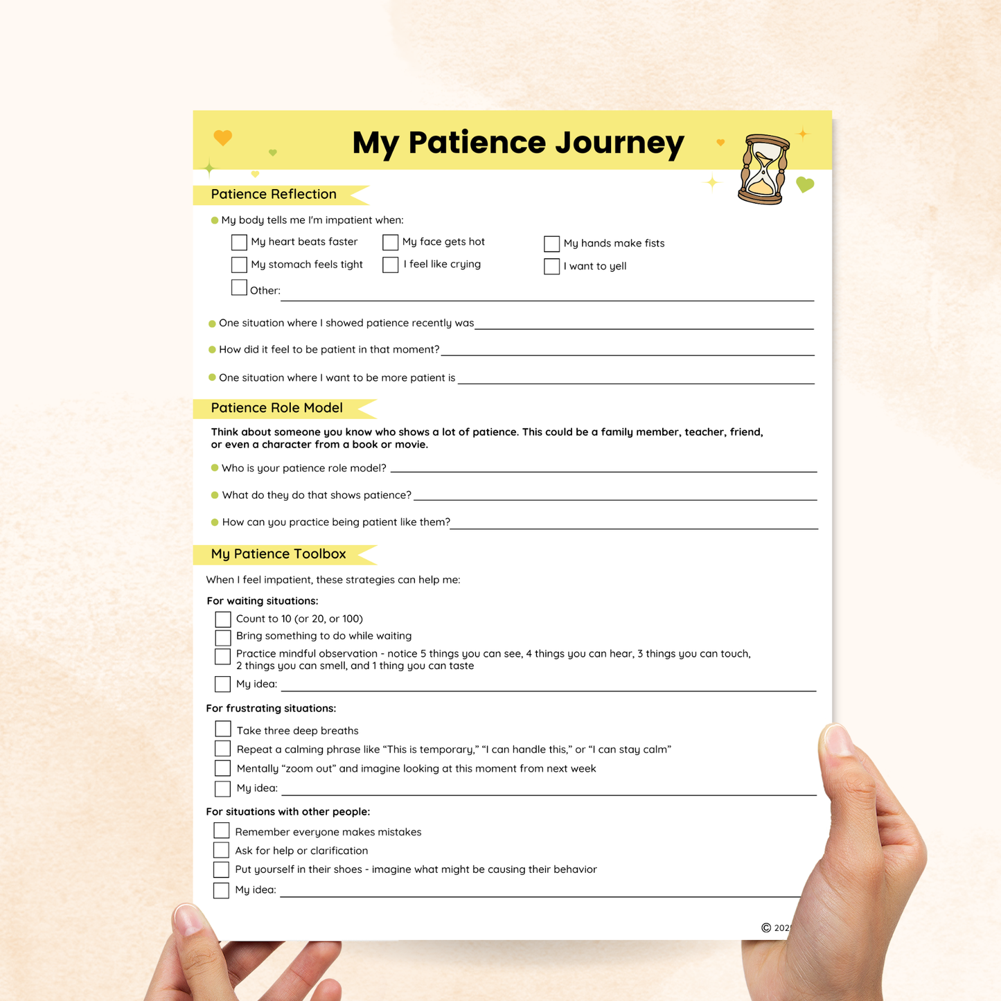 patience worksheets for elementary students