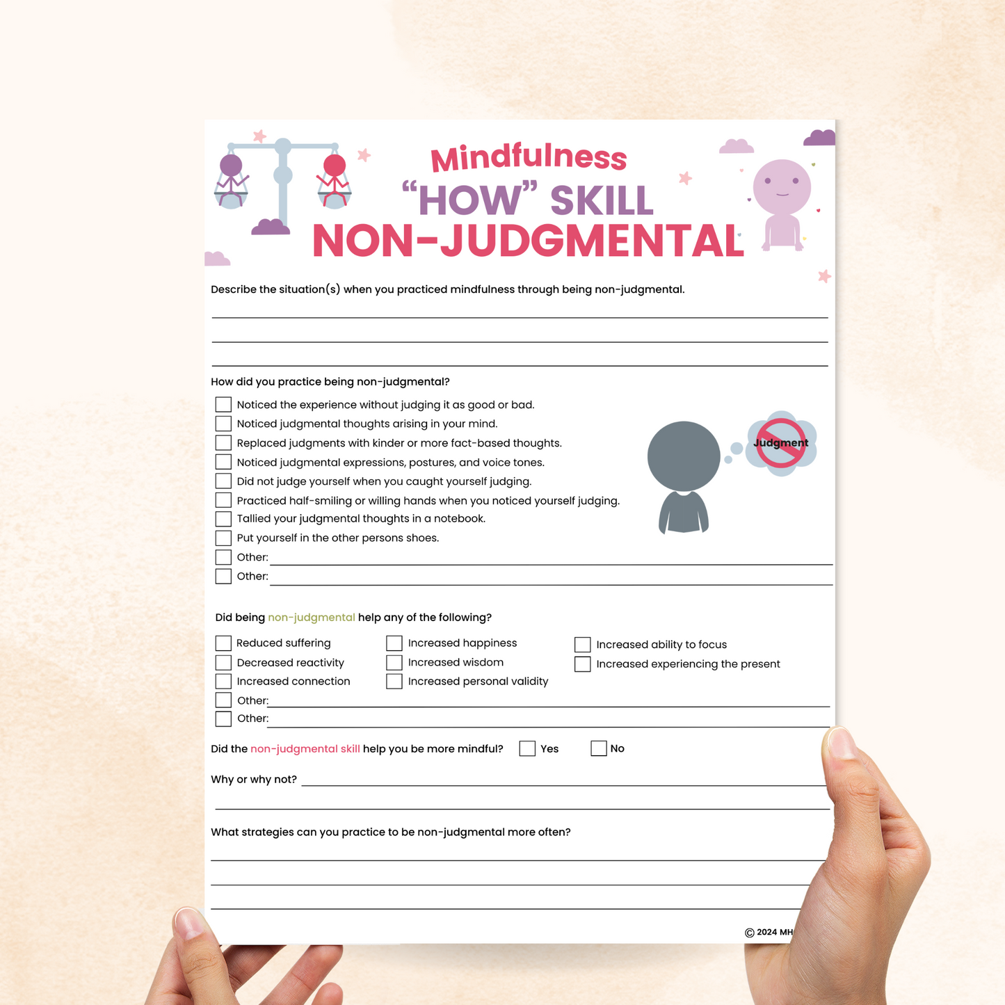 dbt how skill worksheet nonjudgmental