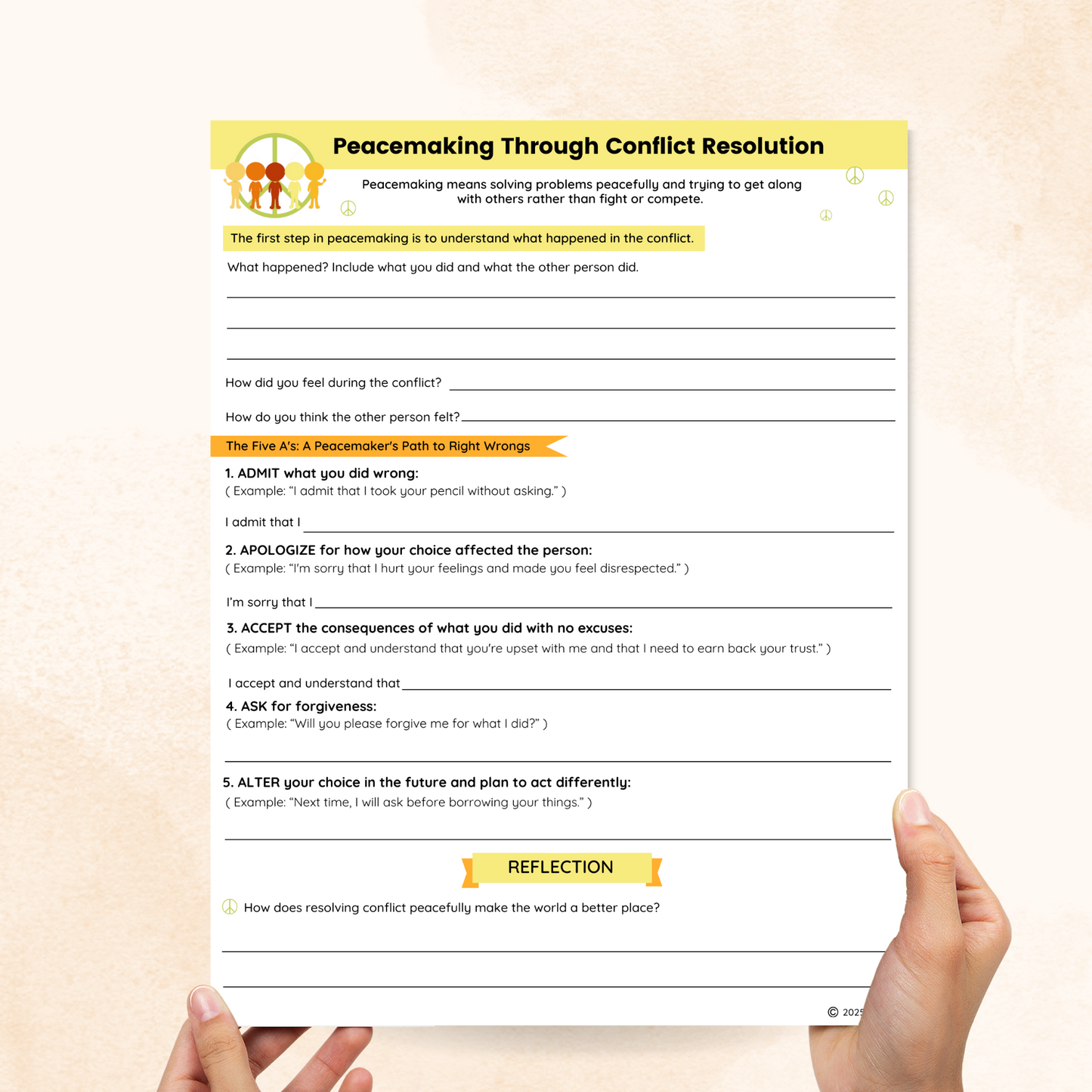peacemaking worksheets pdf