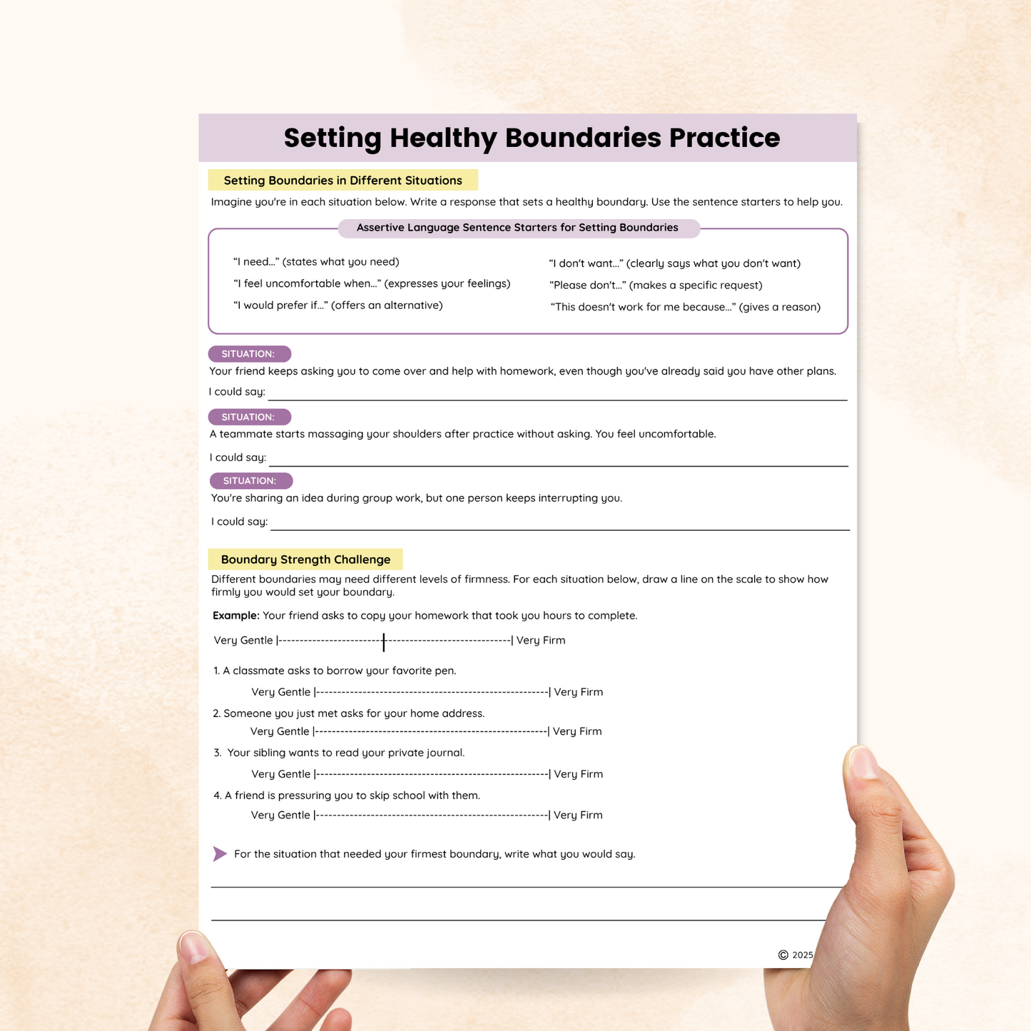setting boundaries worksheet