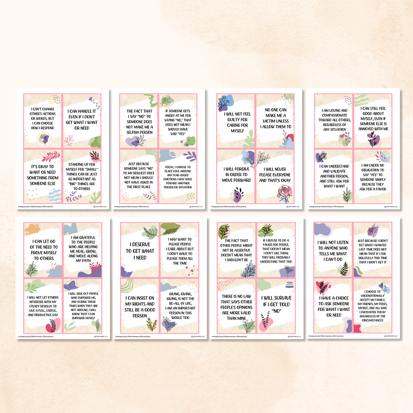 interpersonal effectiveness affirmation cards dbt