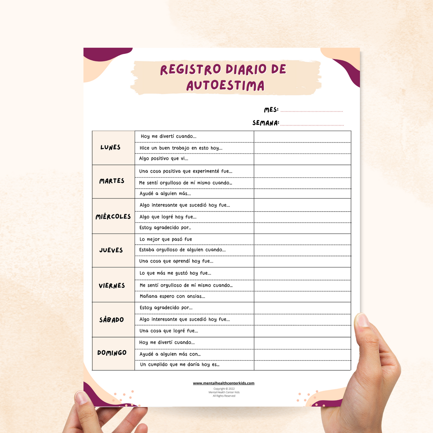Registro Diario De Autoestima