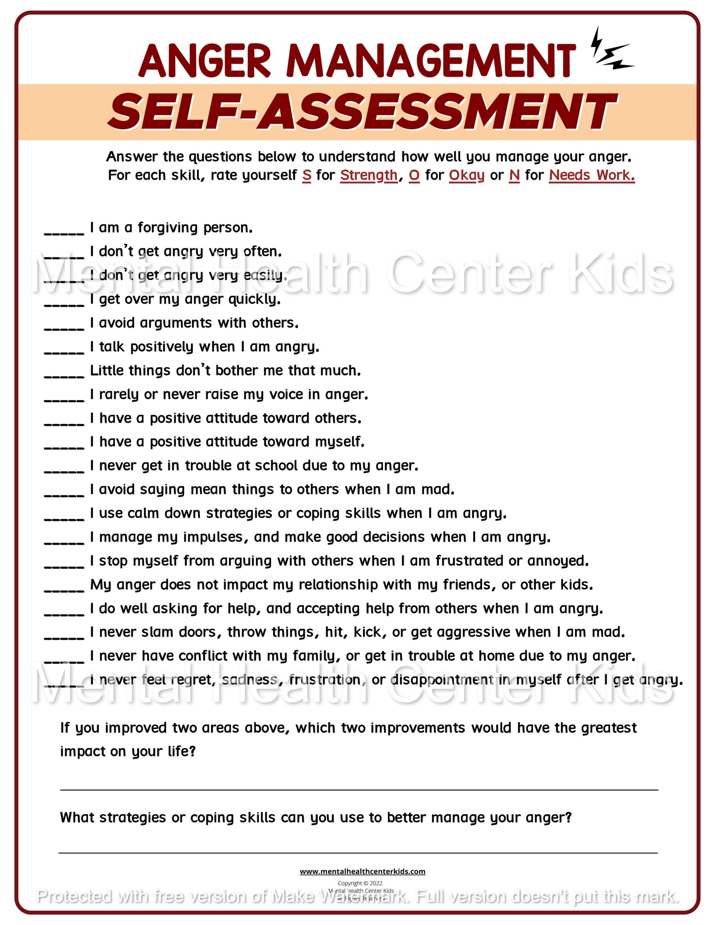 self assessment test for anger