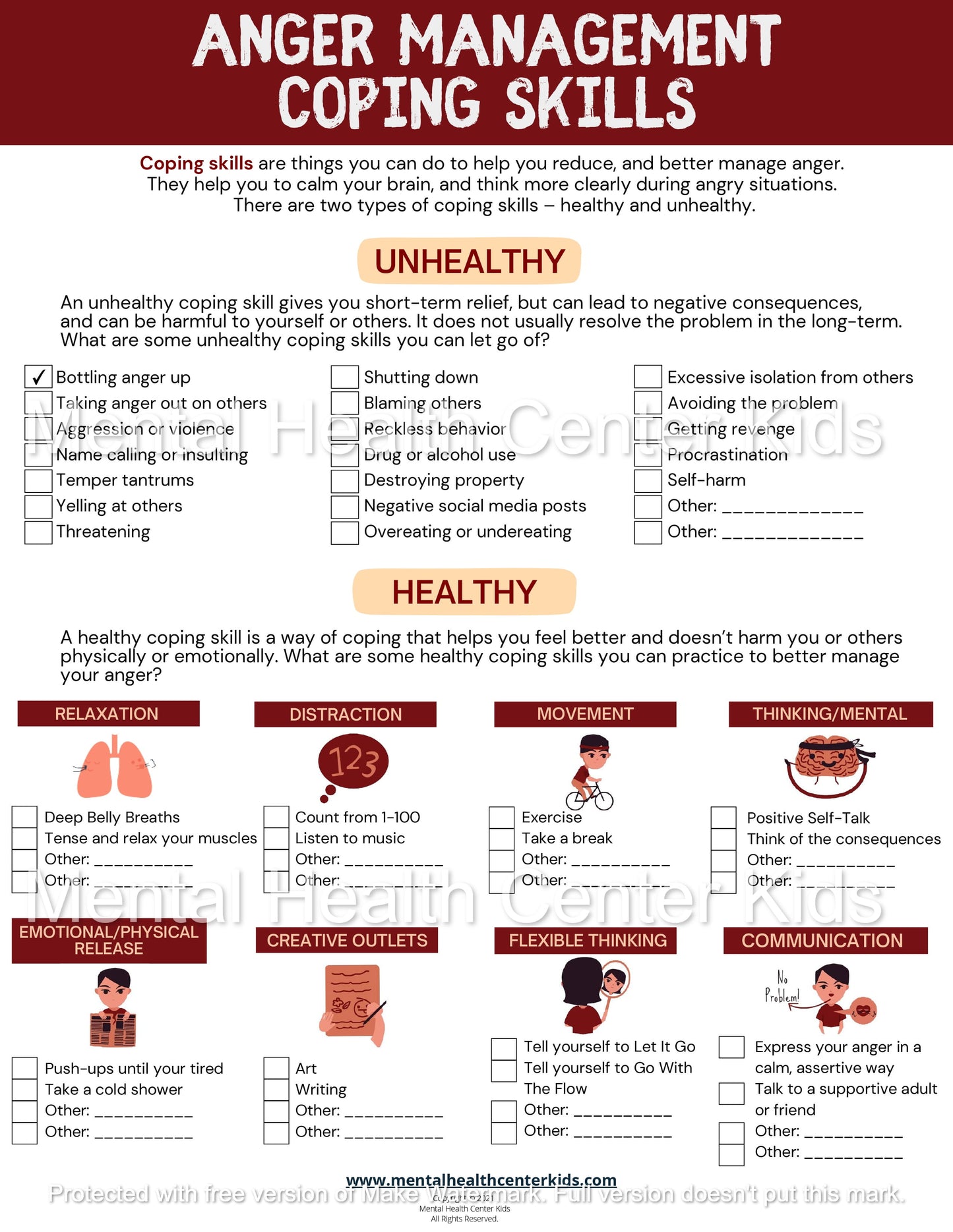 Anger Management Worksheet for Teenagers