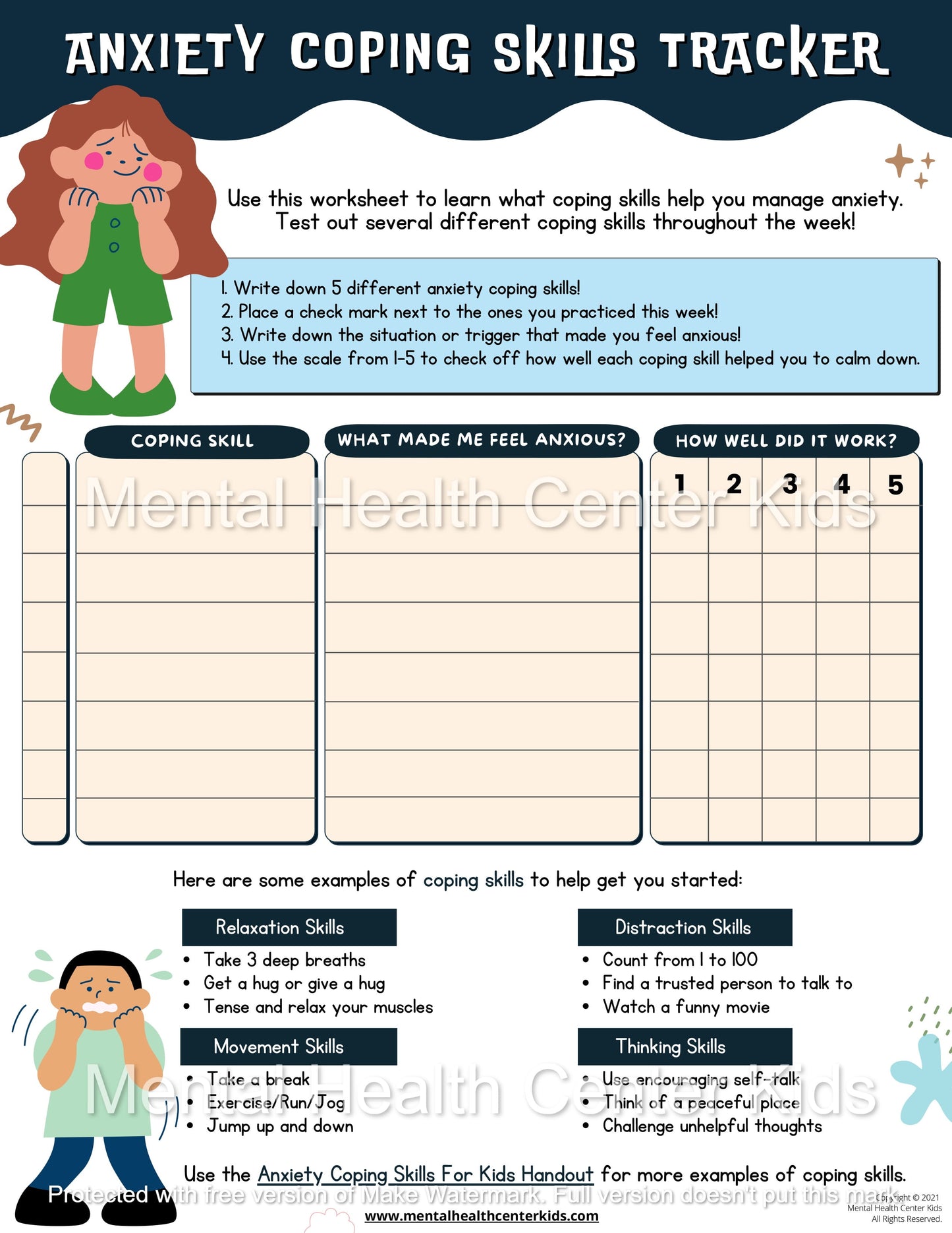 anxiety coping skills tracker