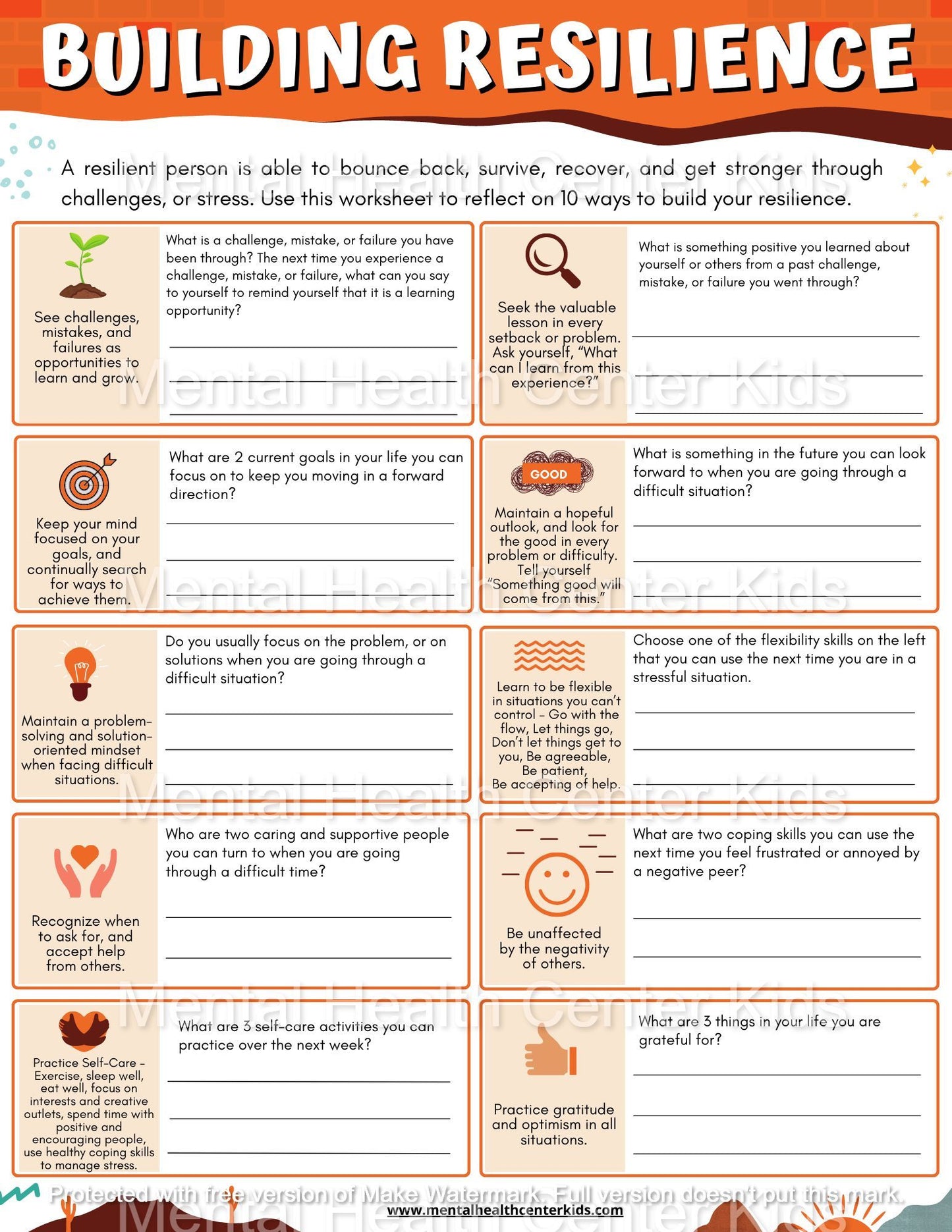 Building Resilience Worksheet