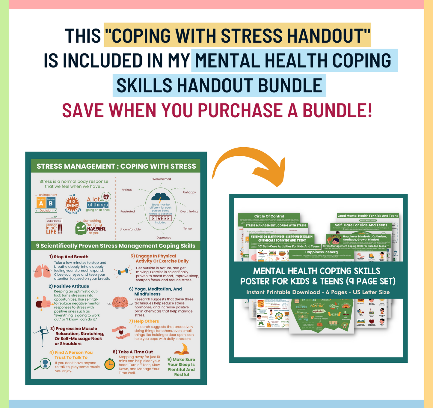 Coping With Stress PDF Printable Poster