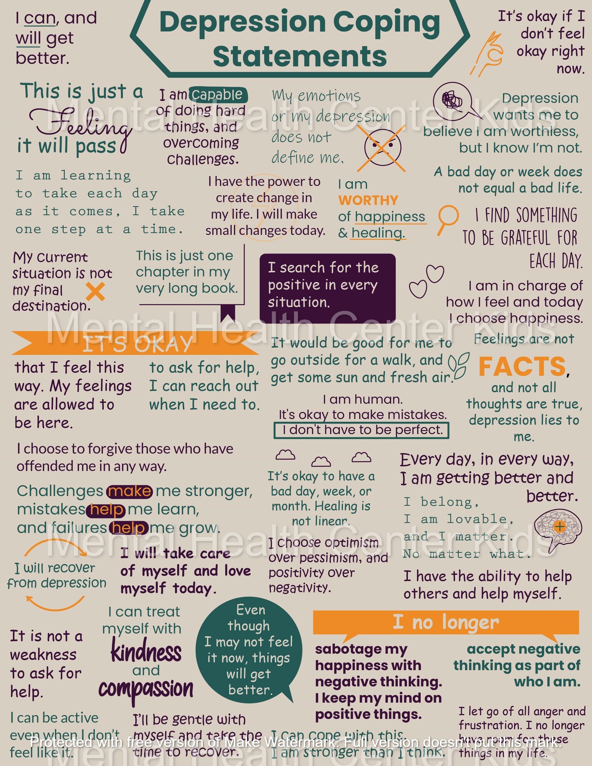 depression coping statements pdf