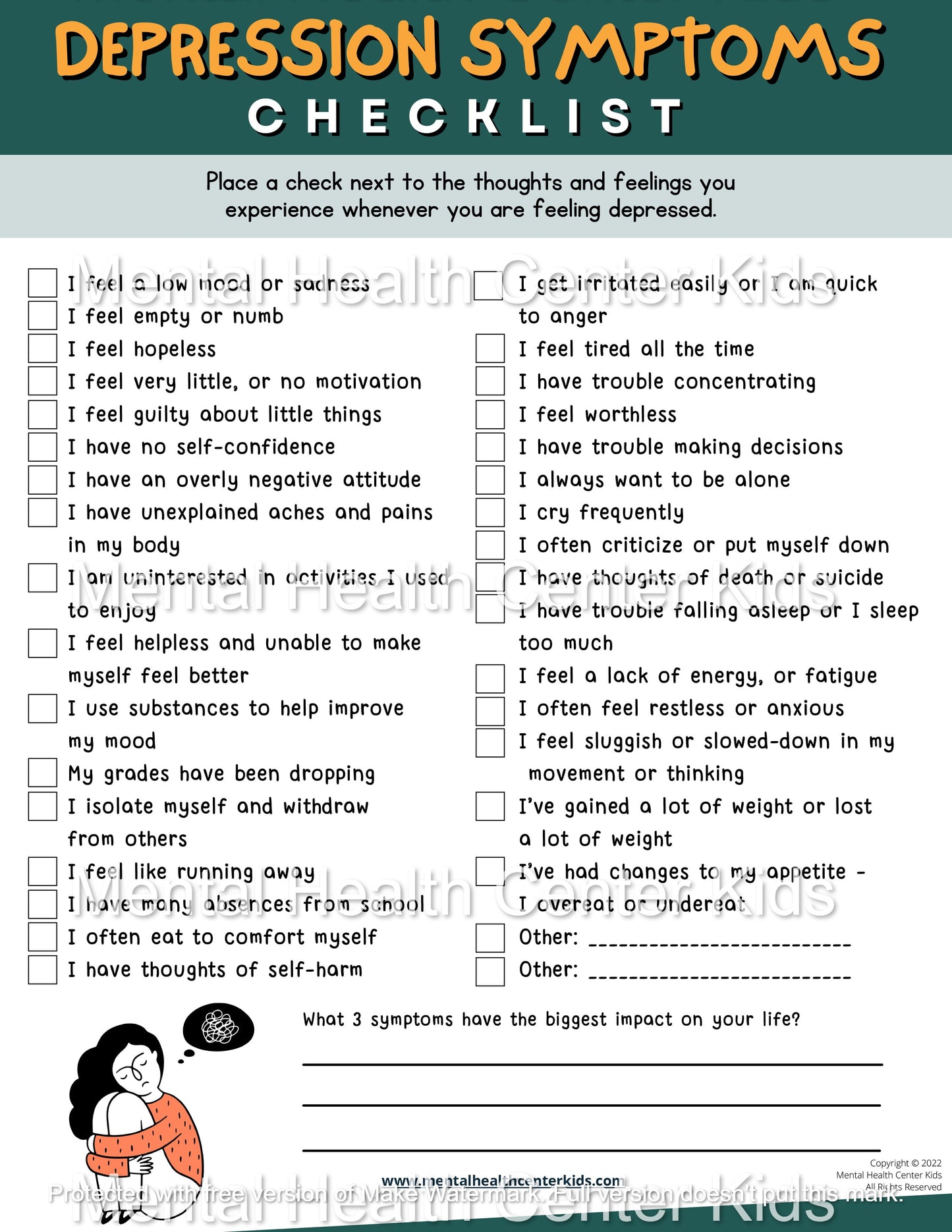 depression symptoms checklist