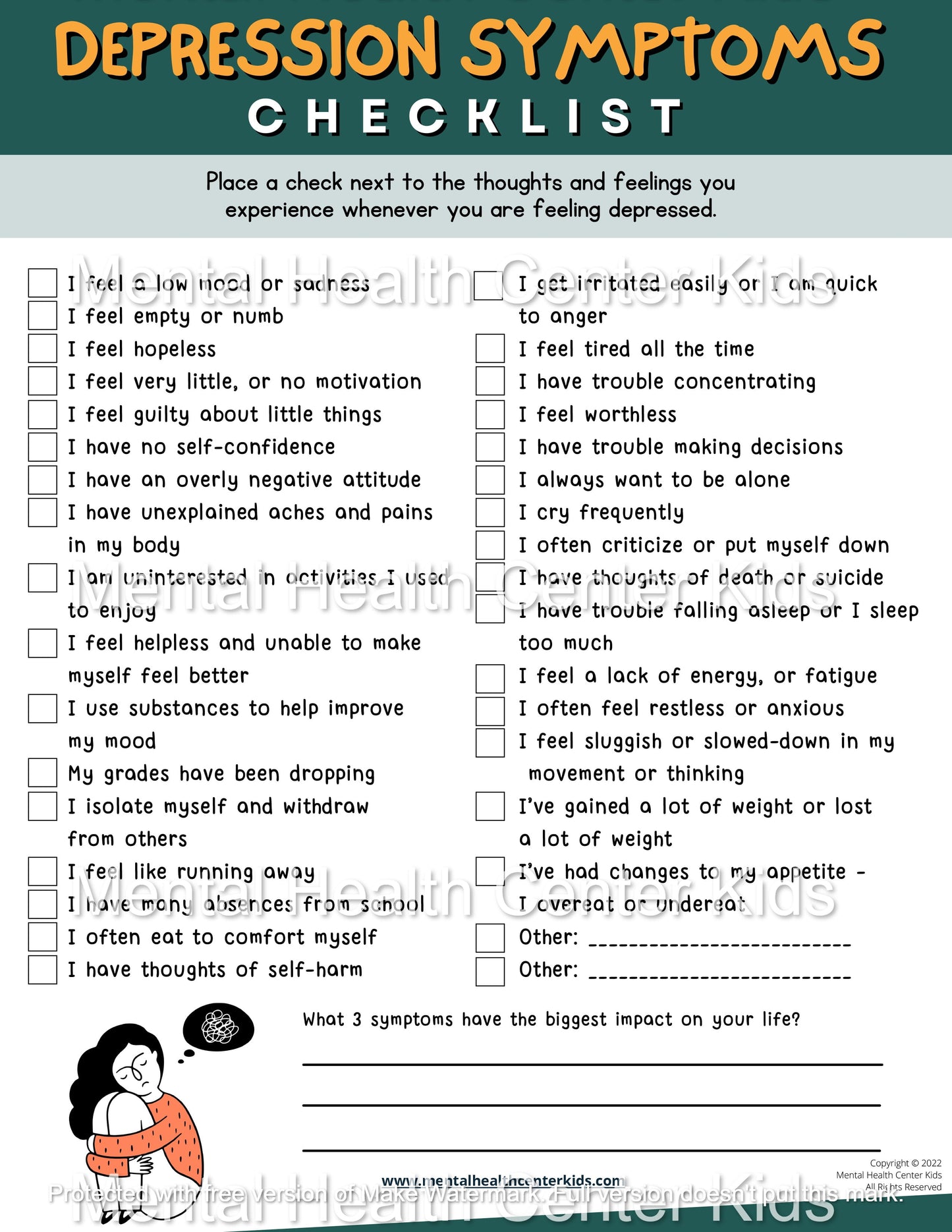 depression symptoms checklist 