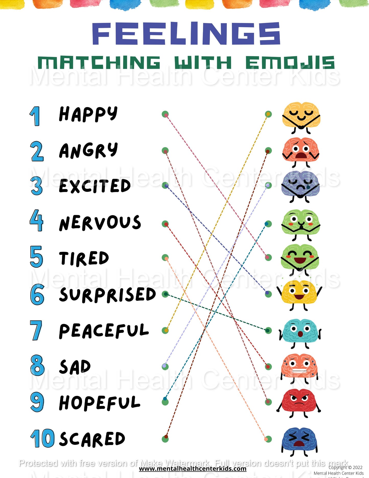 Feelings Activity Worksheet for Kids Feelings Matching With Emojis Answer