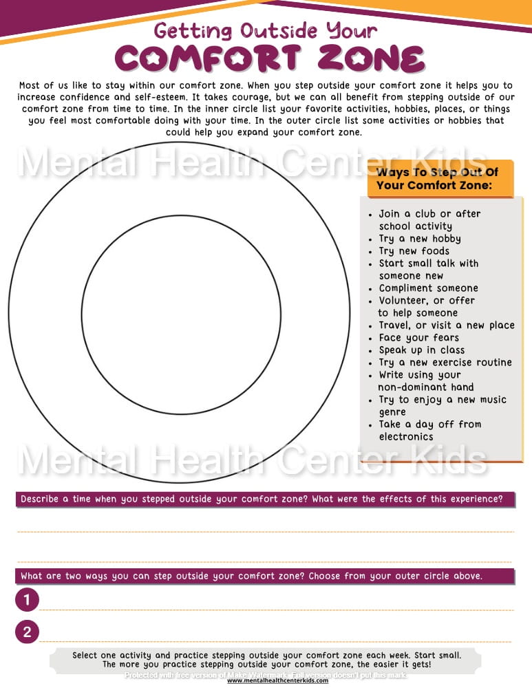 Getting Out of Your Comfort Zone Worksheet