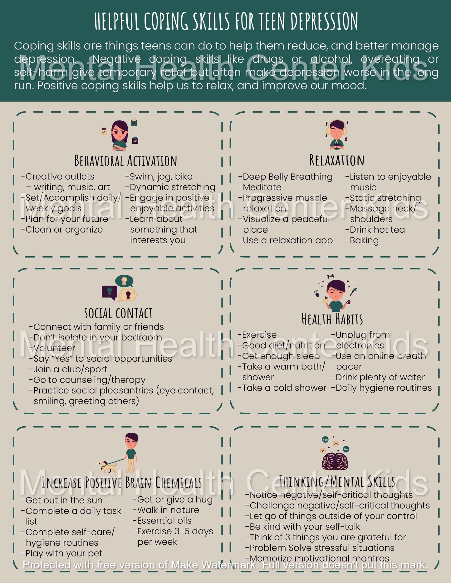 helpful coping skills for teen depression