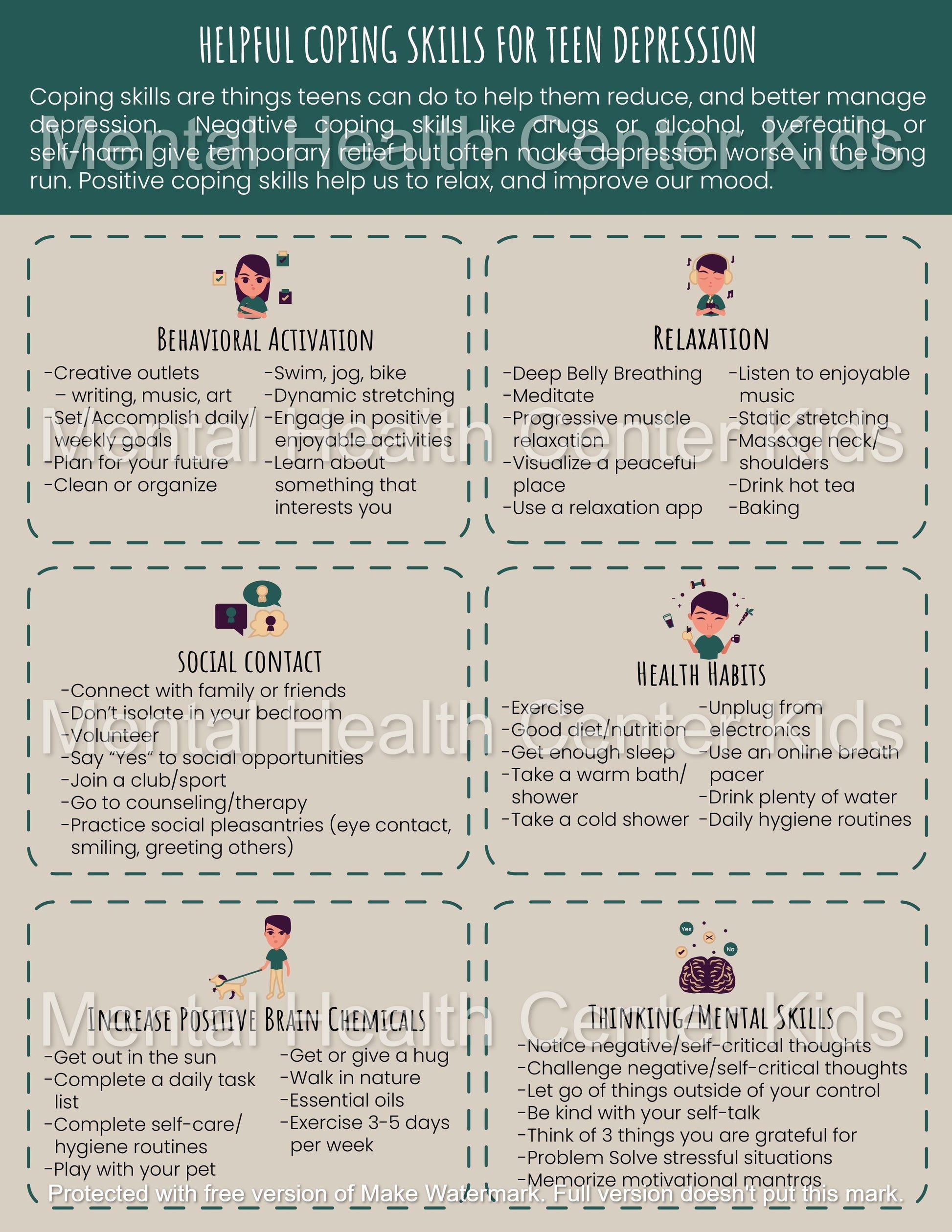 helpful coping skills for teen depression