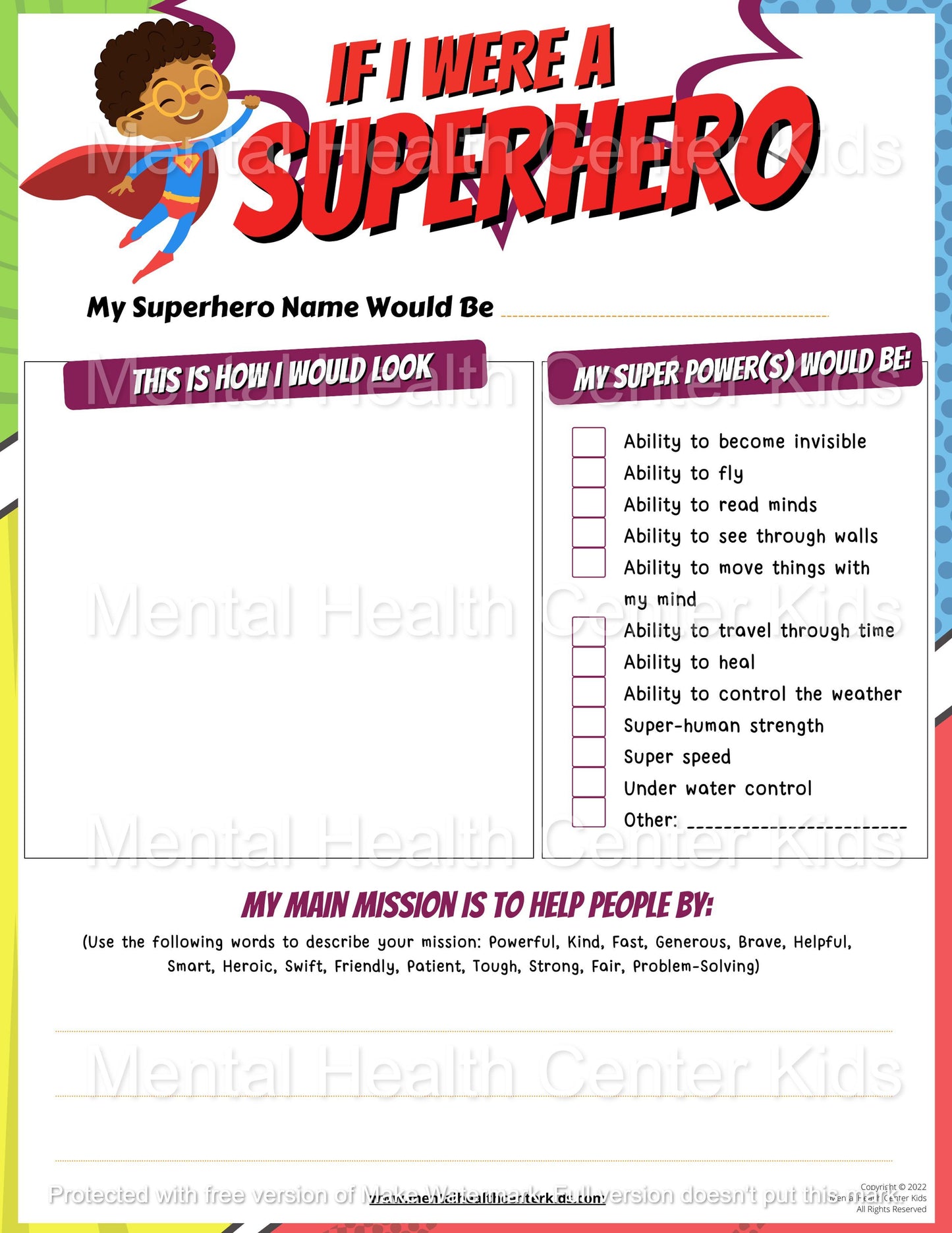 If I Were A Superhero Worksheet