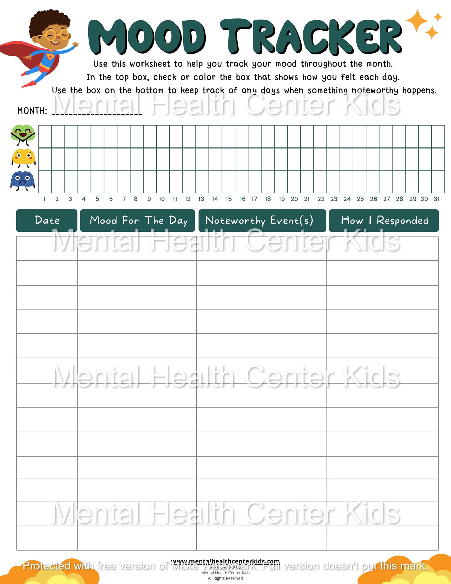 mood tracker worksheet