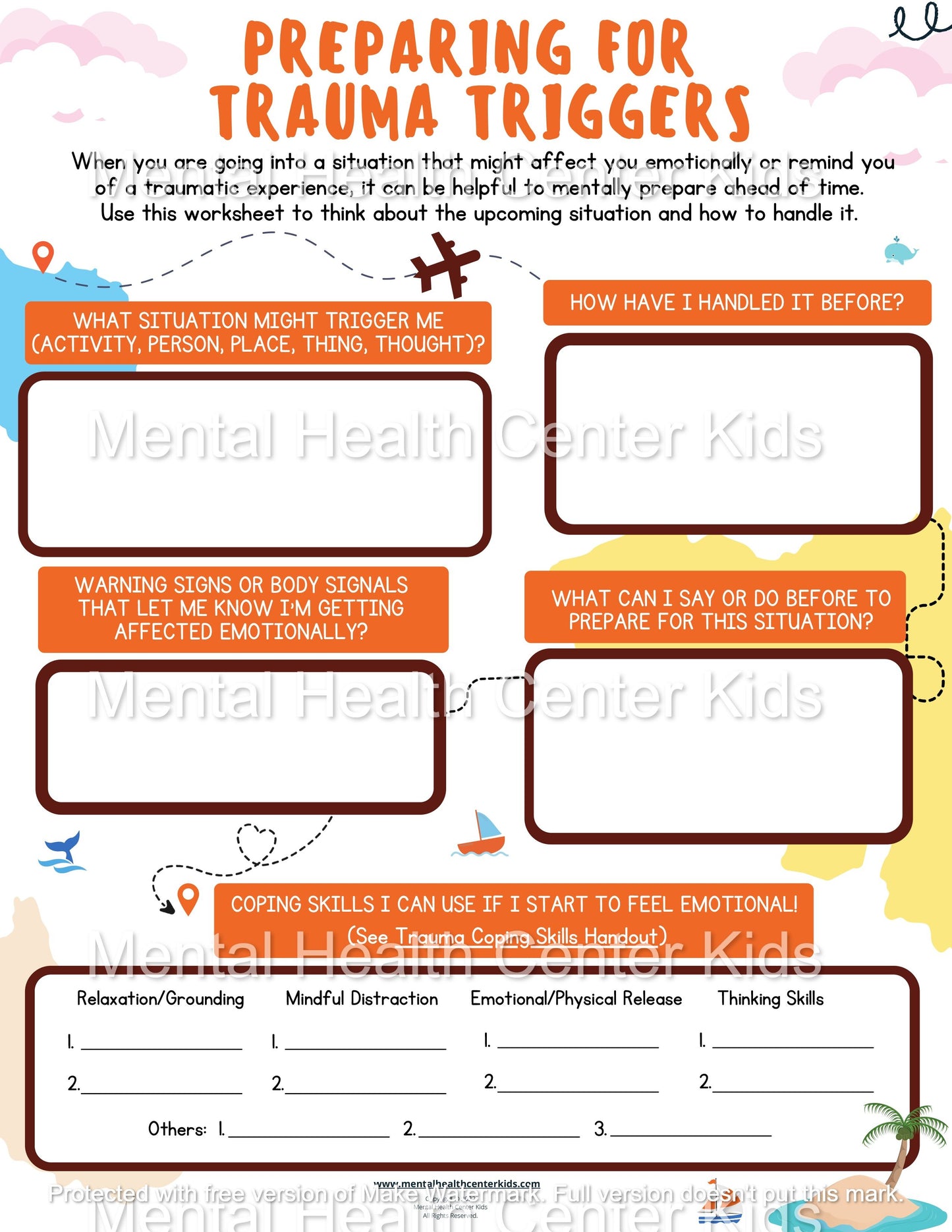 trauma worksheets for kids
