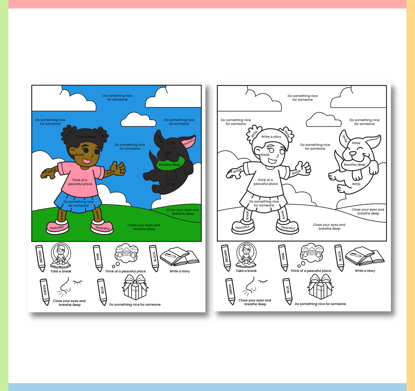 Color by Coping Skills Summer Activity