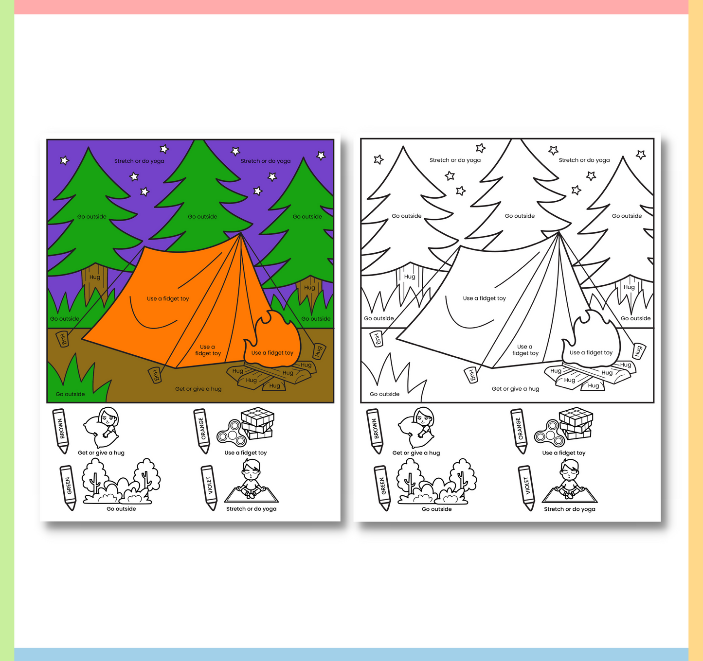 Color by Coping Skills Summer Activity