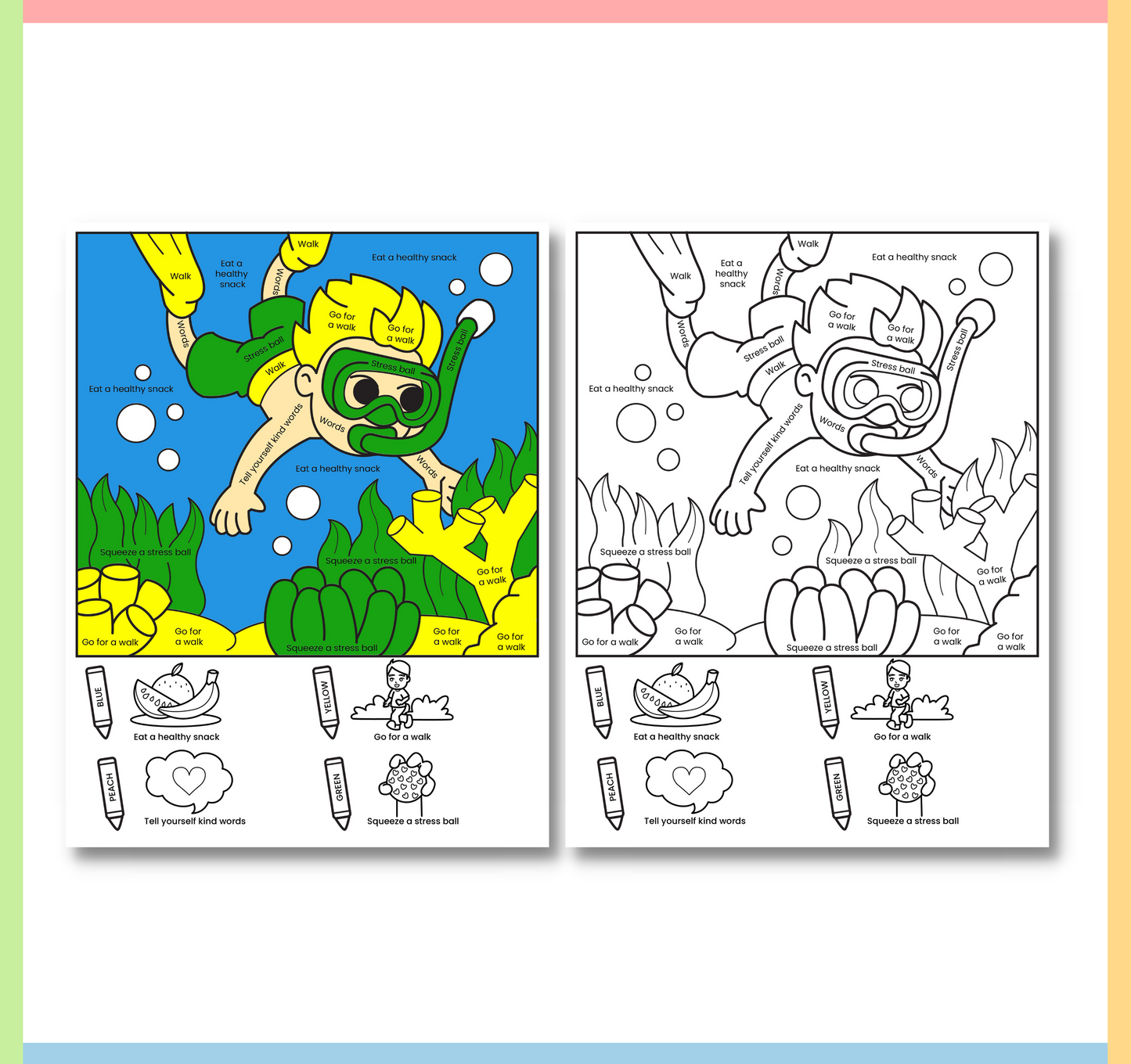 Color by Coping Skills Summer Activity