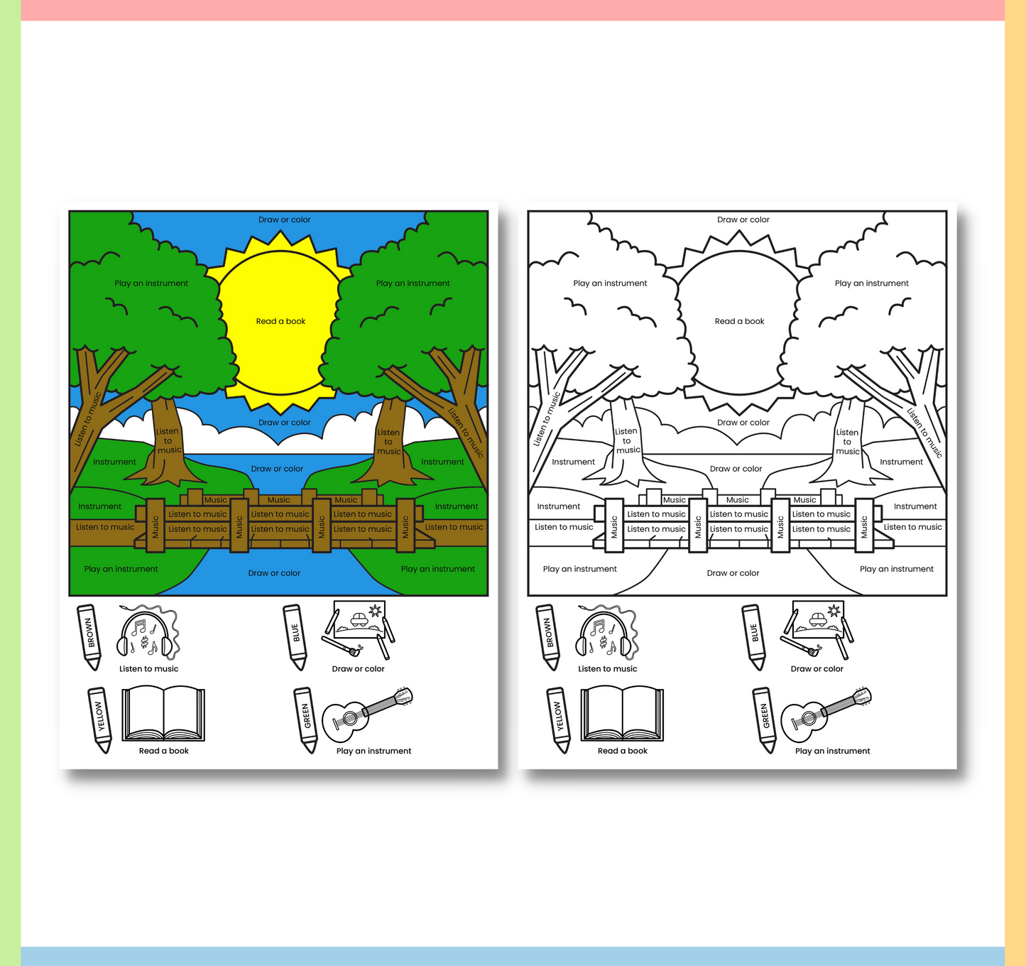 Color by Coping Skills Summer Activity