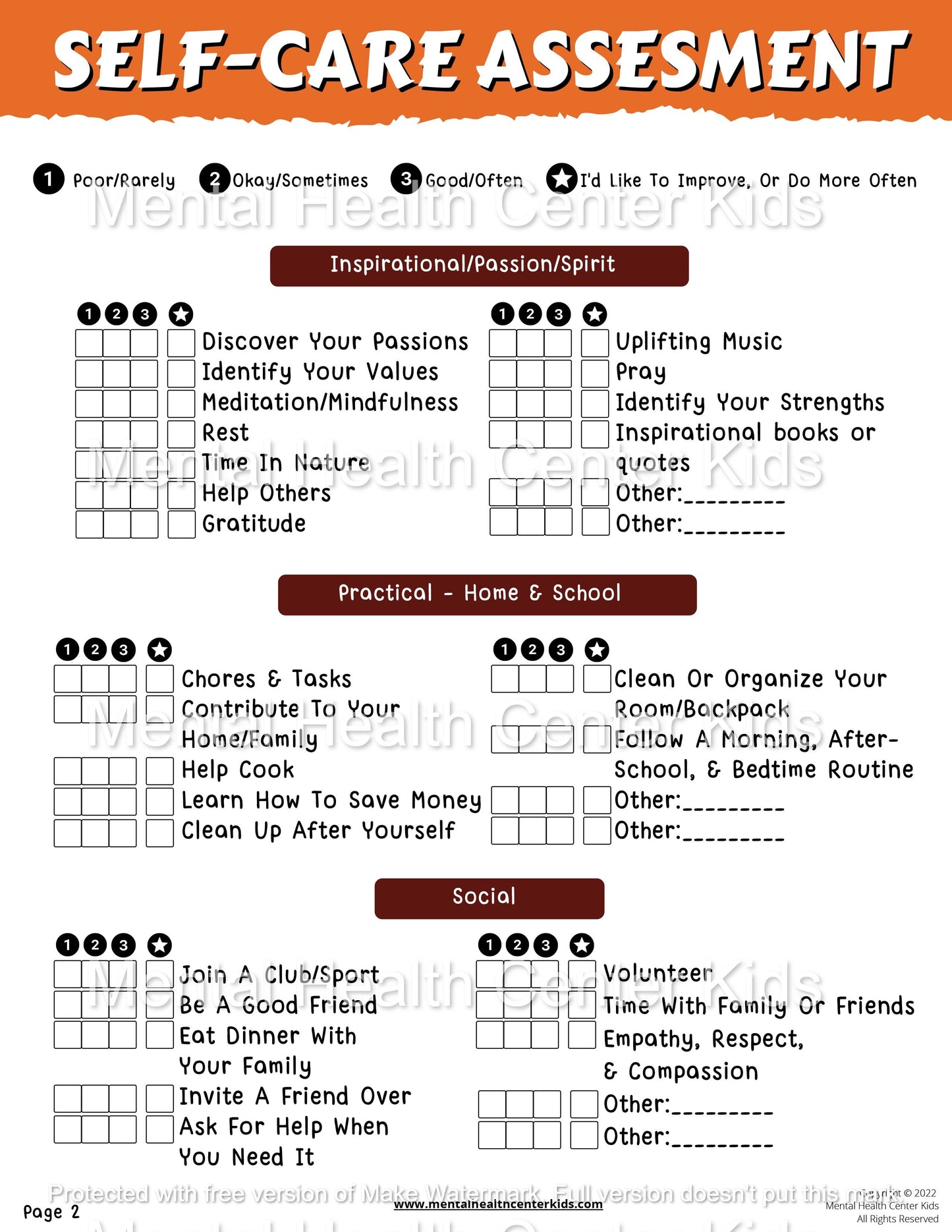 self care wheel worksheet
