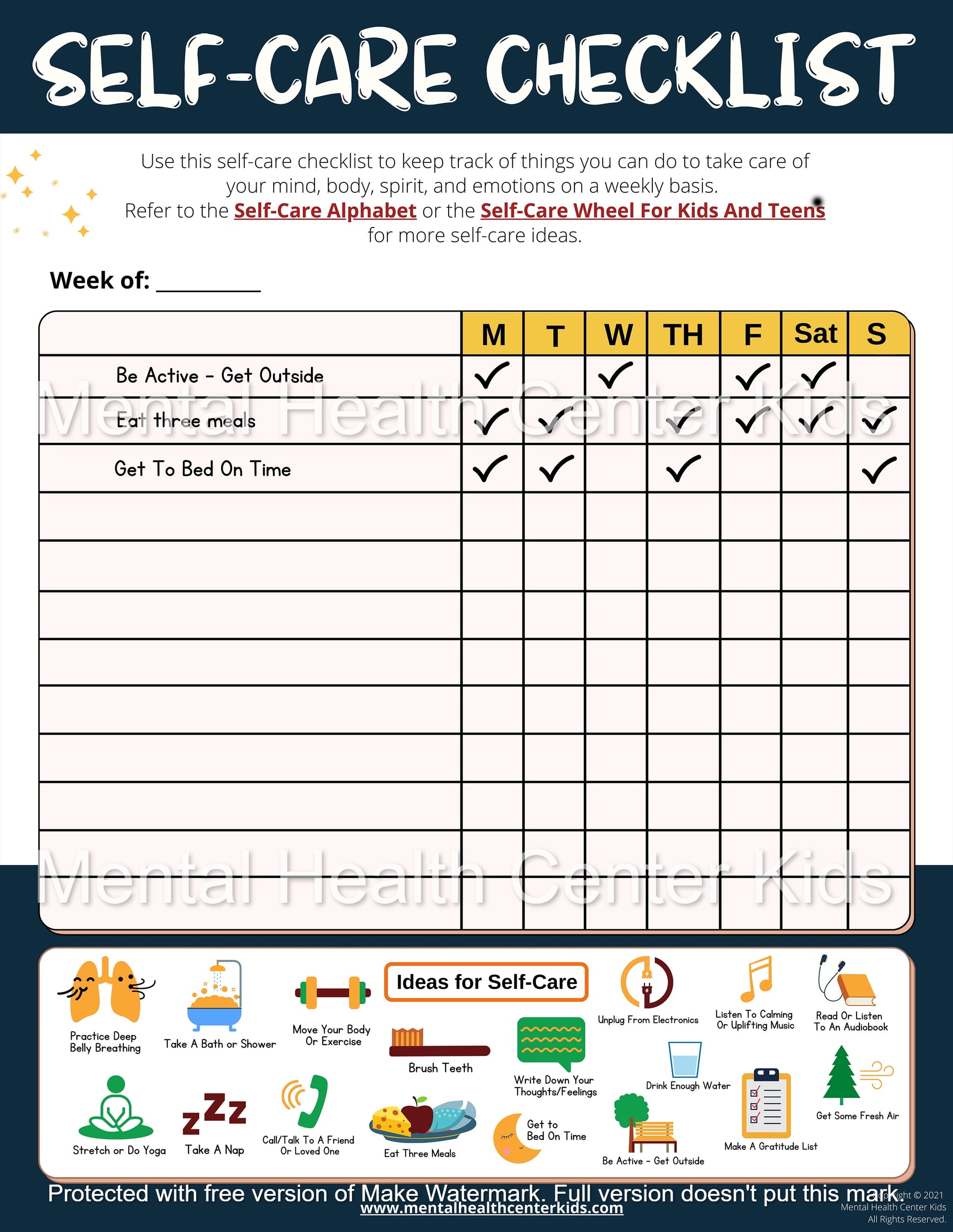 anxiety self care checklist