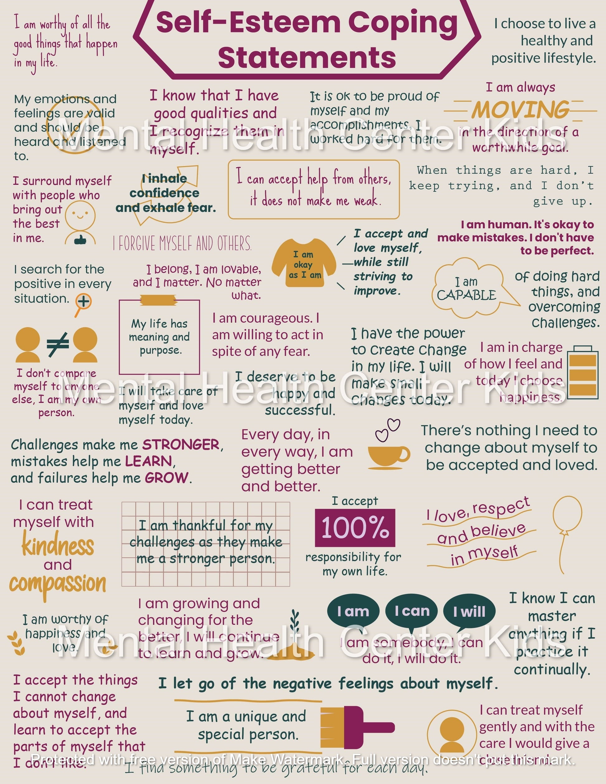 Self-Esteem Coping Statements Worksheet