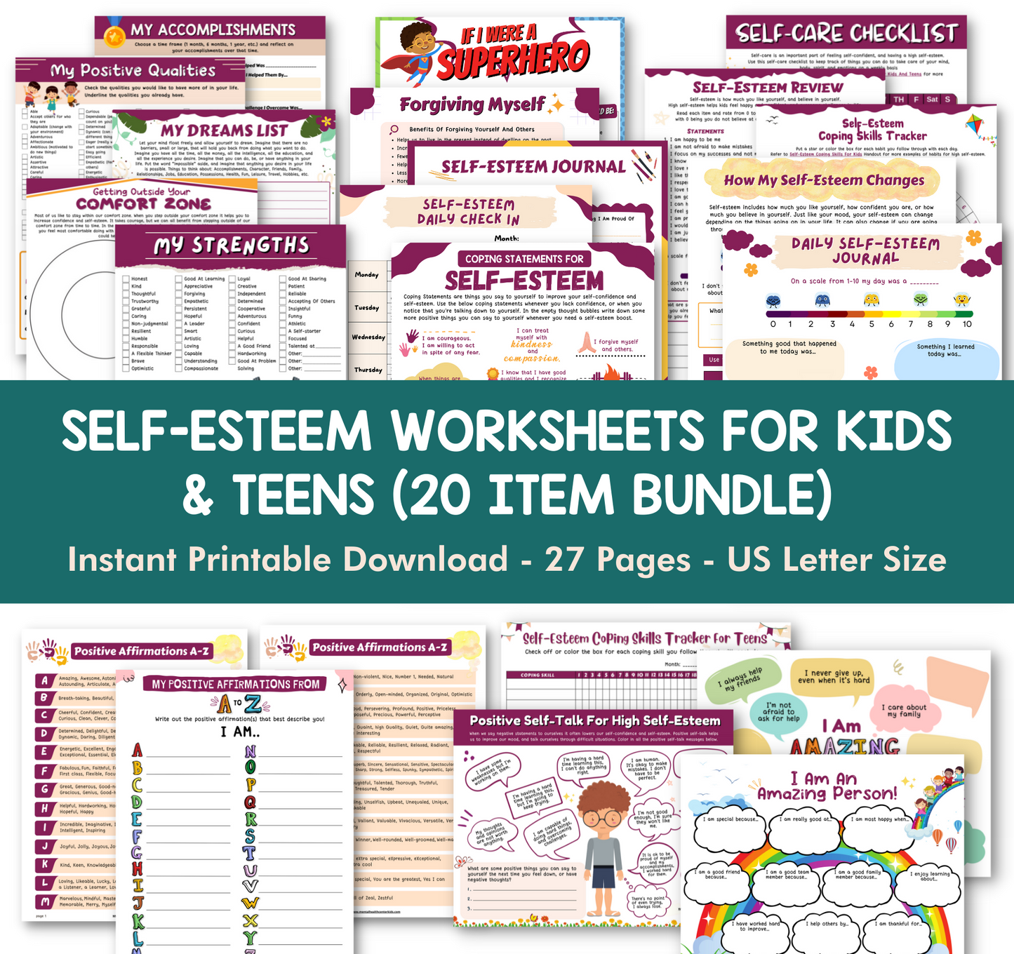 self esteem worksheet for kids