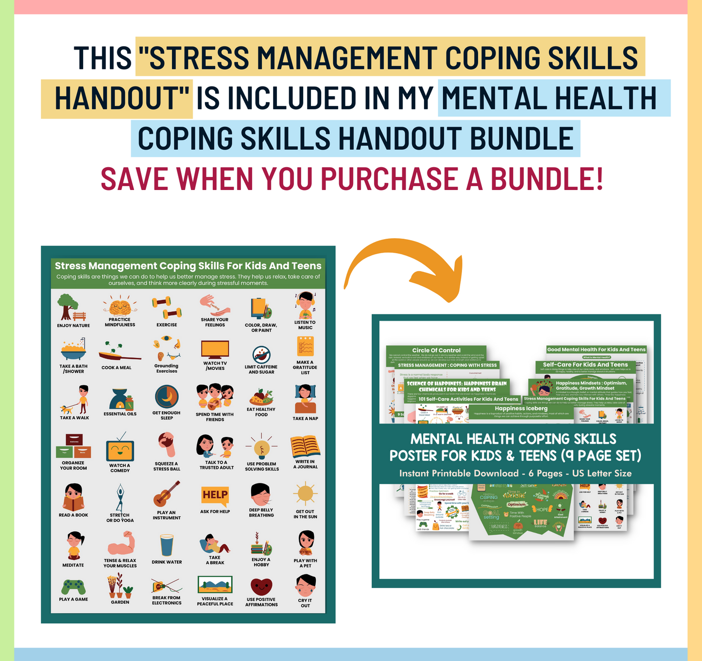 Stress Management Coping Skills For Kids & Teens PDF Poster