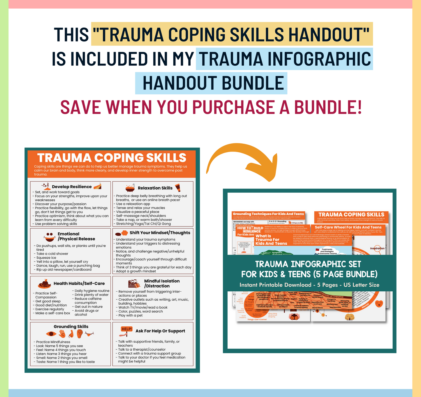 Trauma Coping Skills PDF Printable Handout