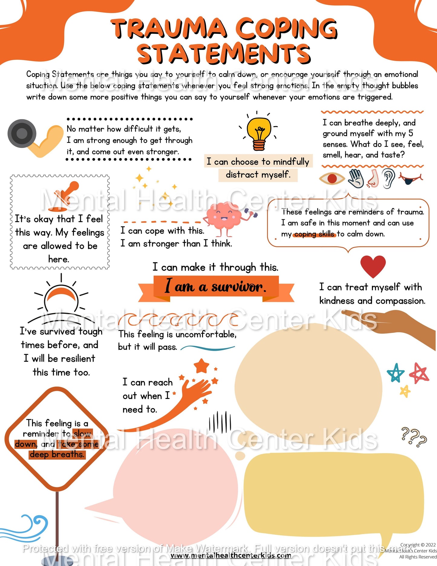 trauma worksheets for kids