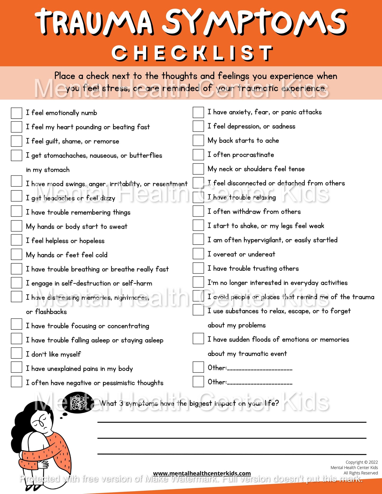 trauma worksheets for teens