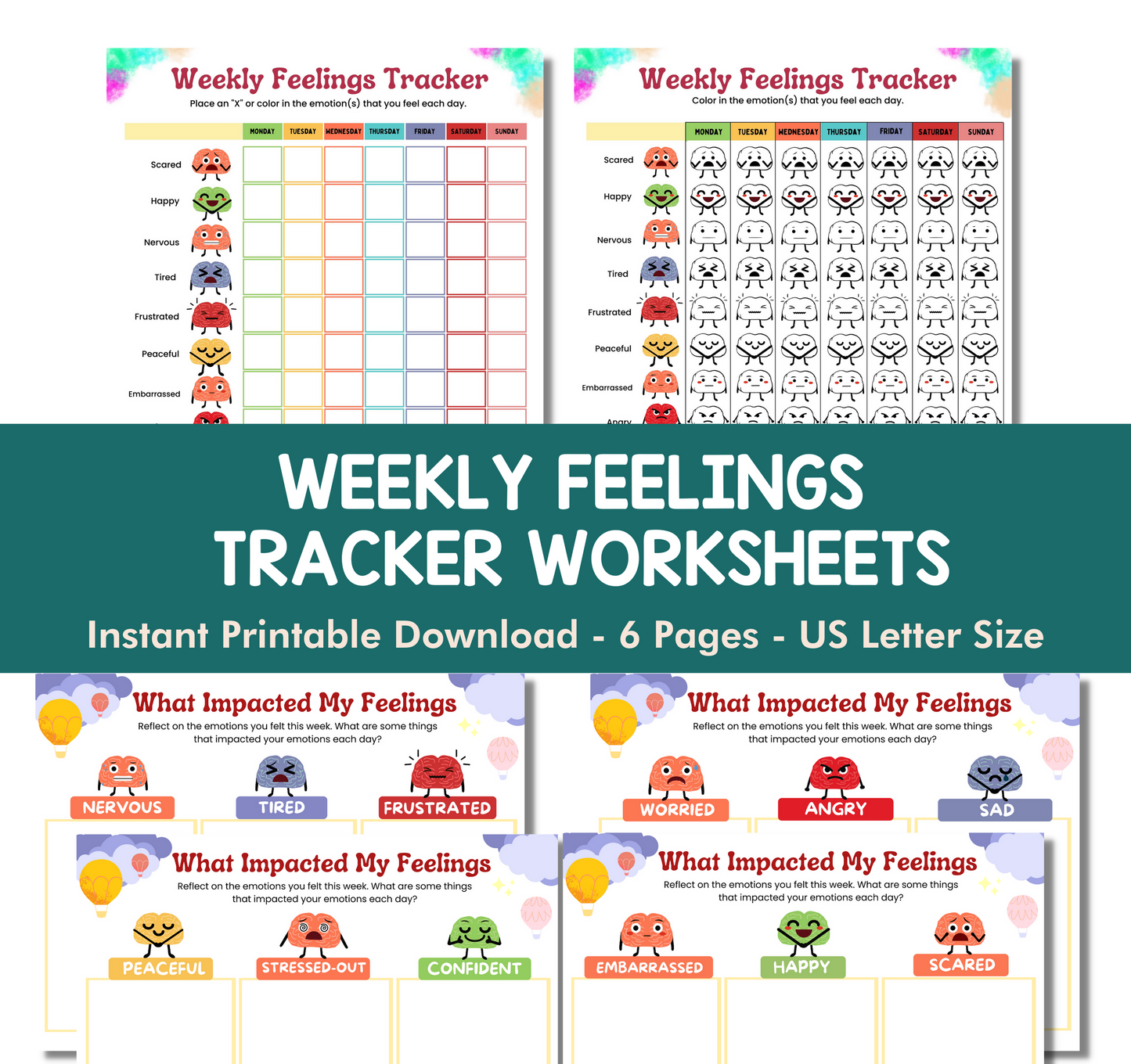 WEEKLY Feelings TRACKER worksheet