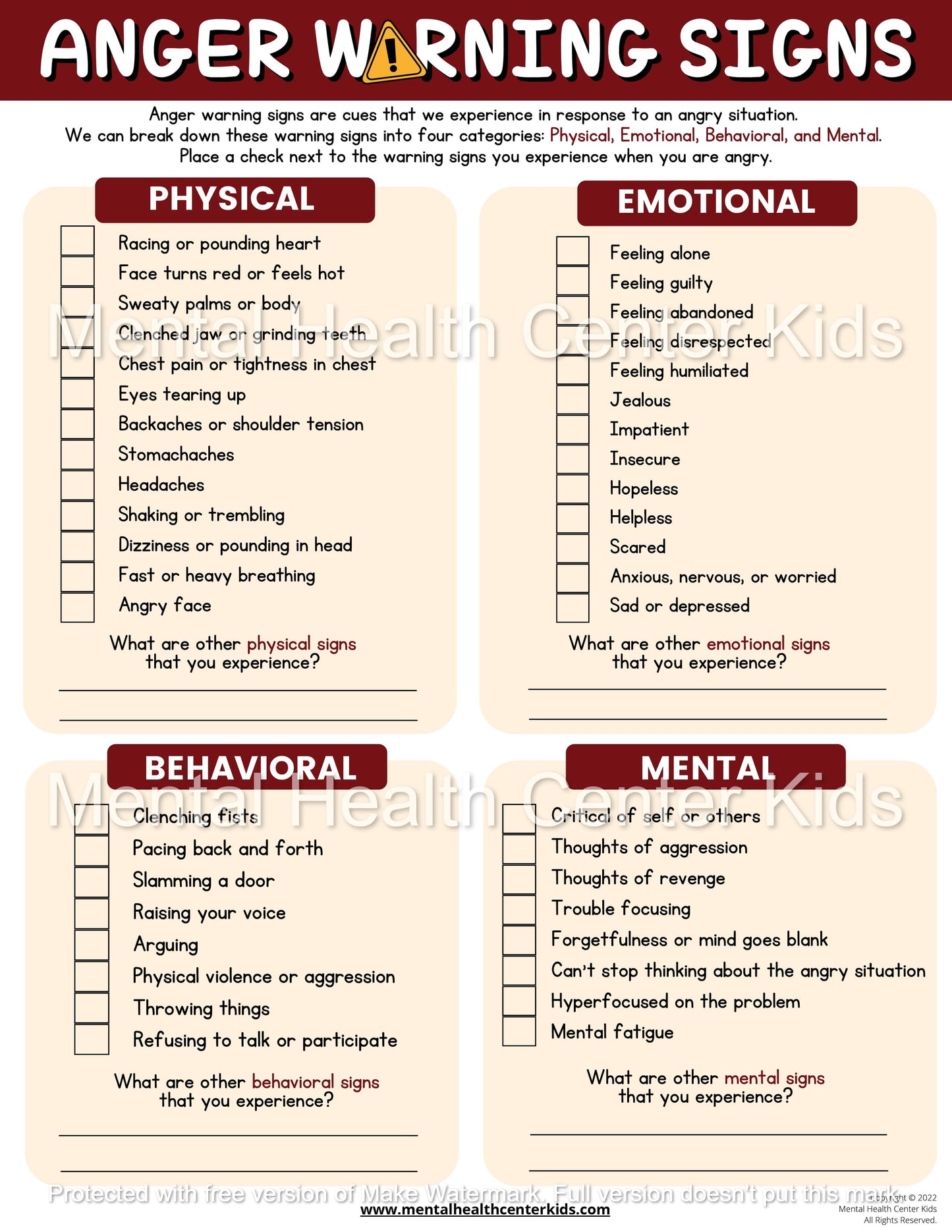 warning signs of anger