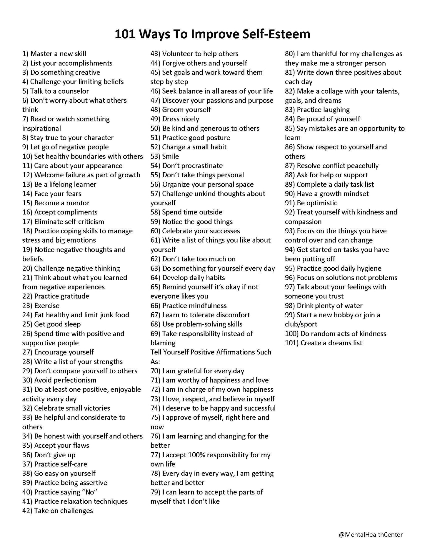 ways to improve self esteem