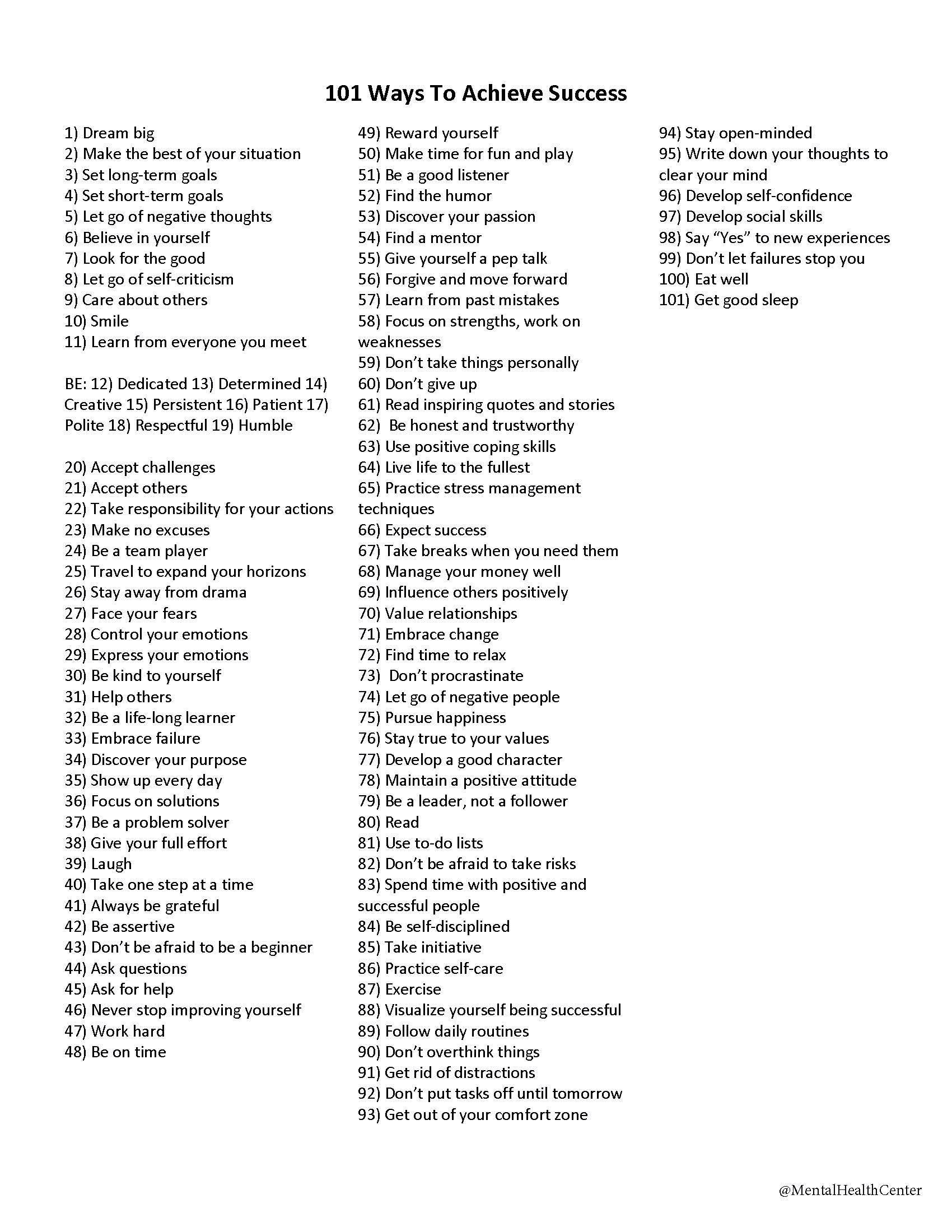 ways to achieve success