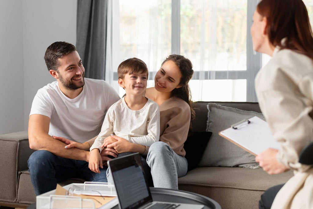 a family undergoing family trauma therapy