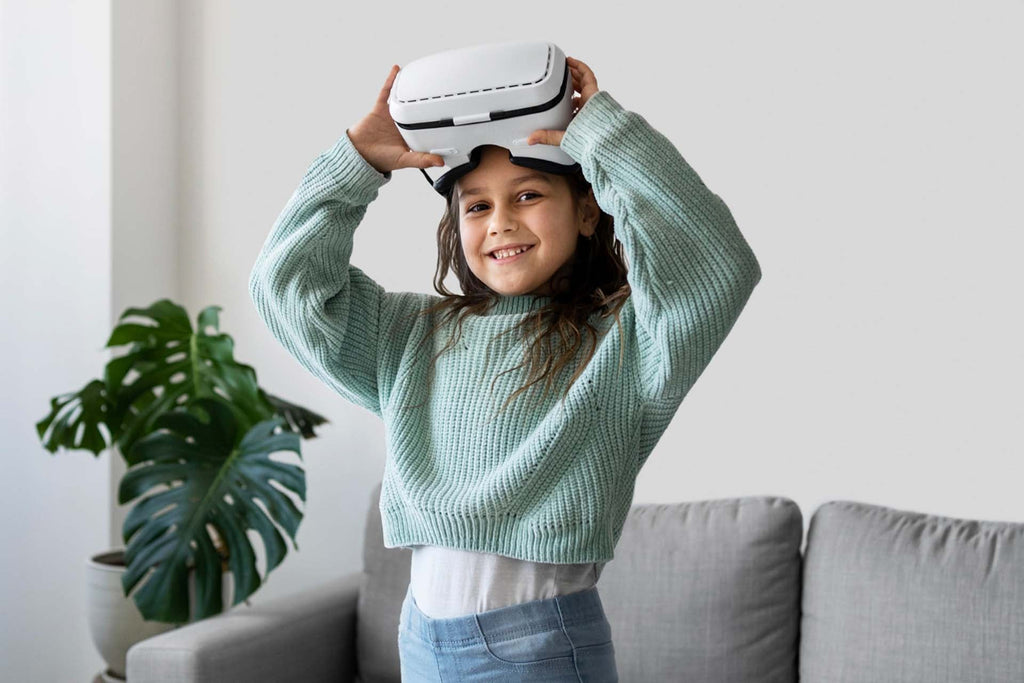 a kid with a vr headset