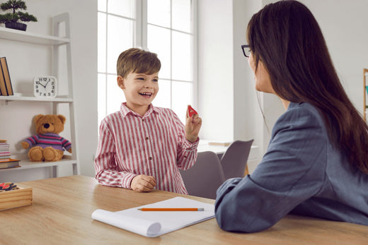 a therapist giving cbt to child