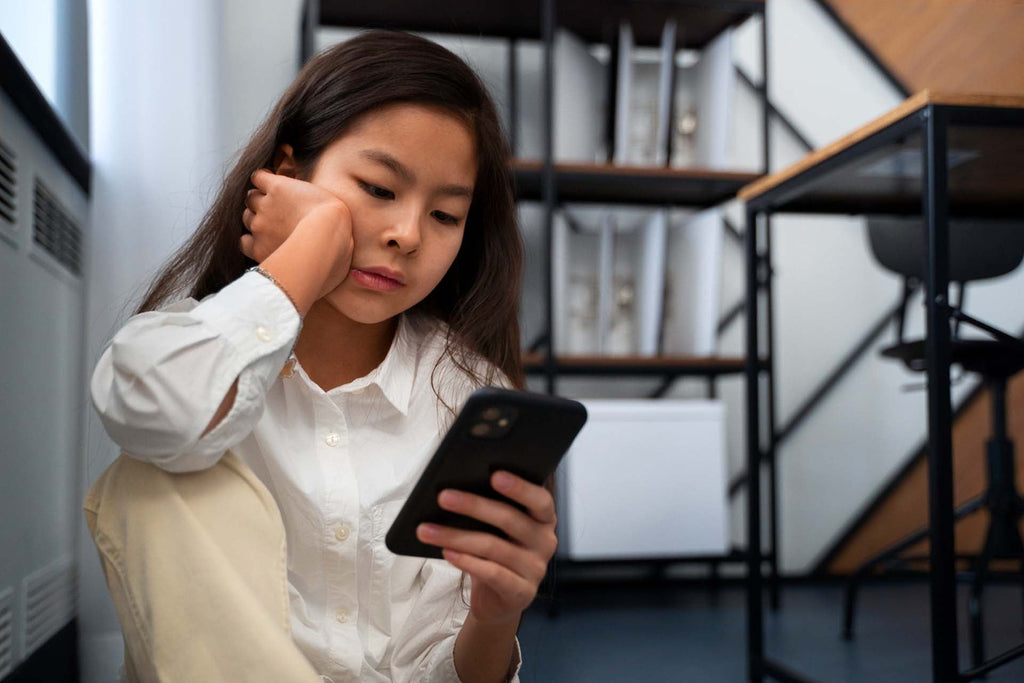 an asian teenager girl being cyberbullied on social media