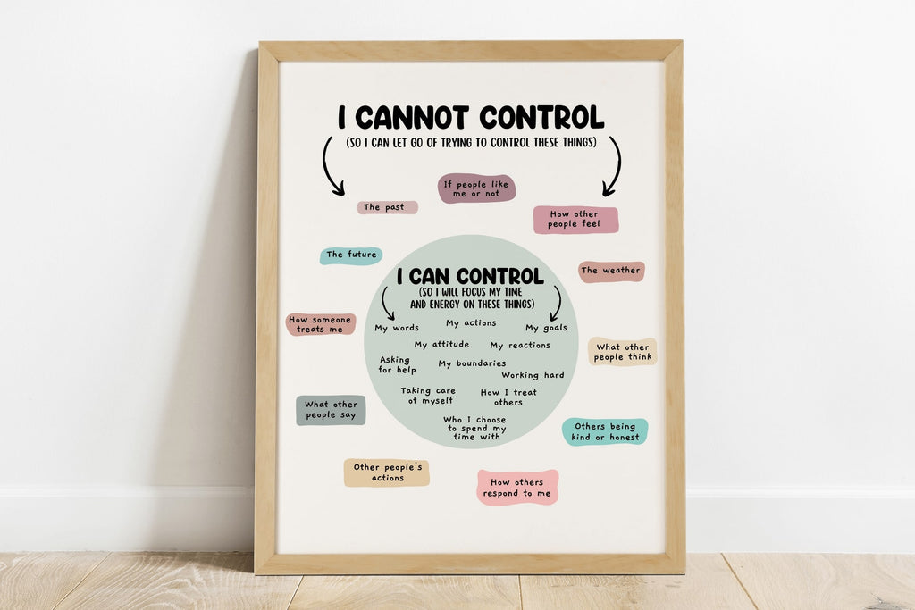 circle of control wall art in a frame