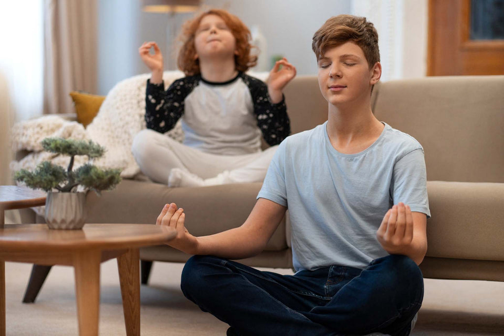 siblings doing mindfulness activity together
