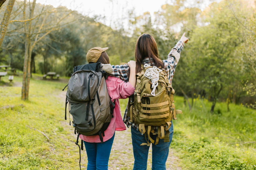 young teens hiking outdoors