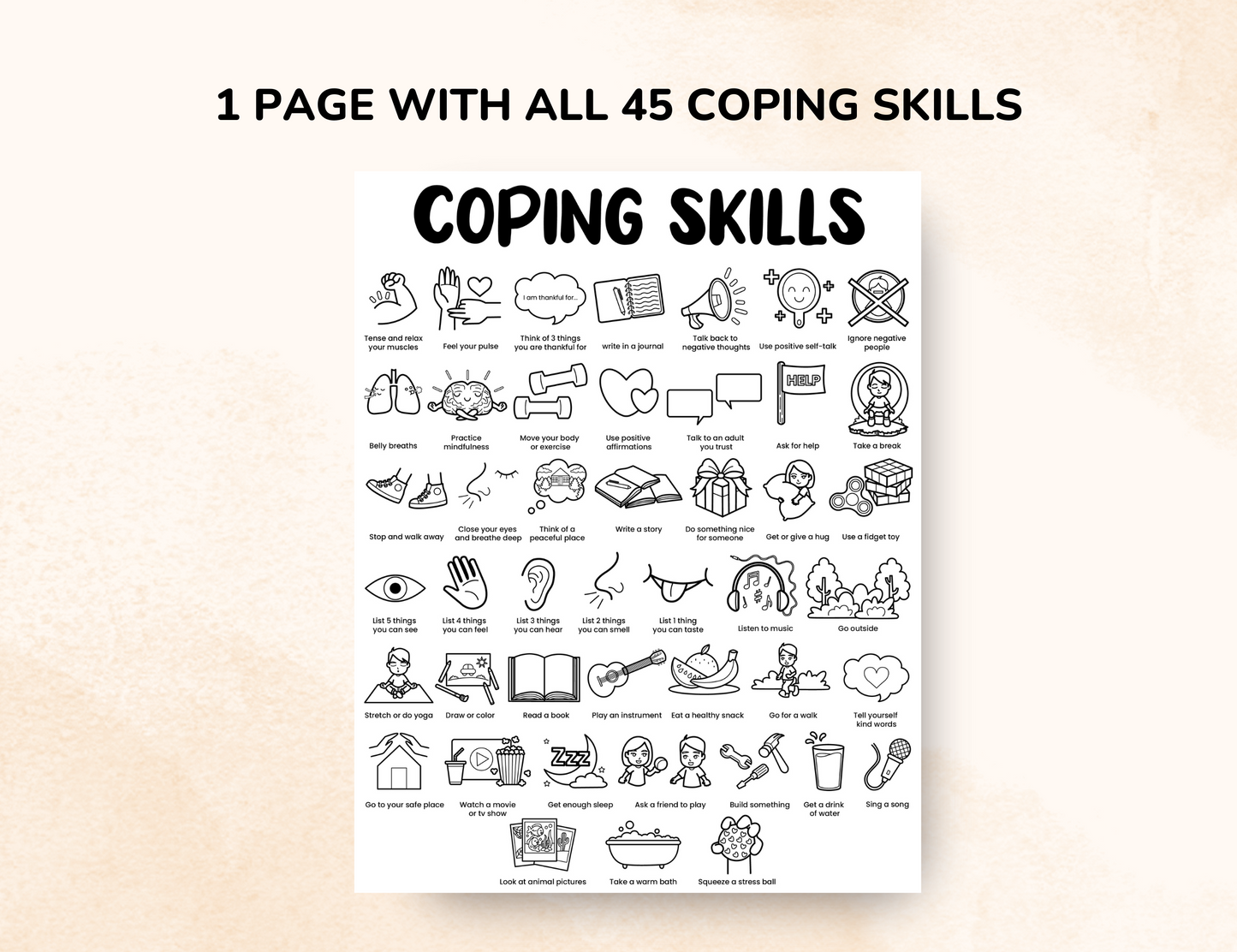 coping skills coloring page