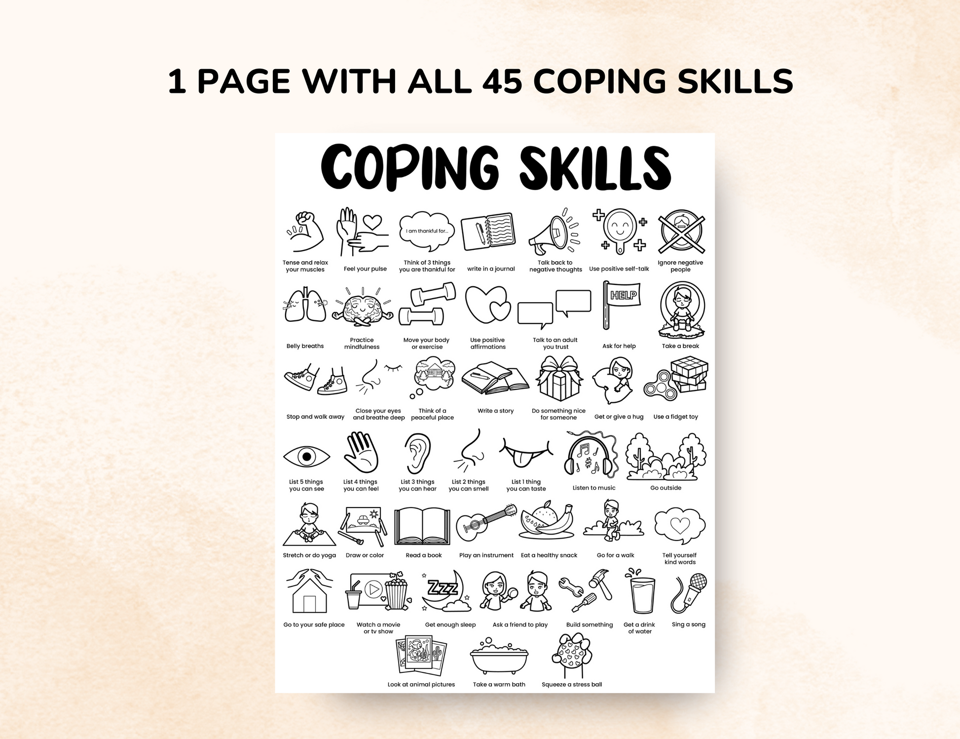 coping skills coloring page