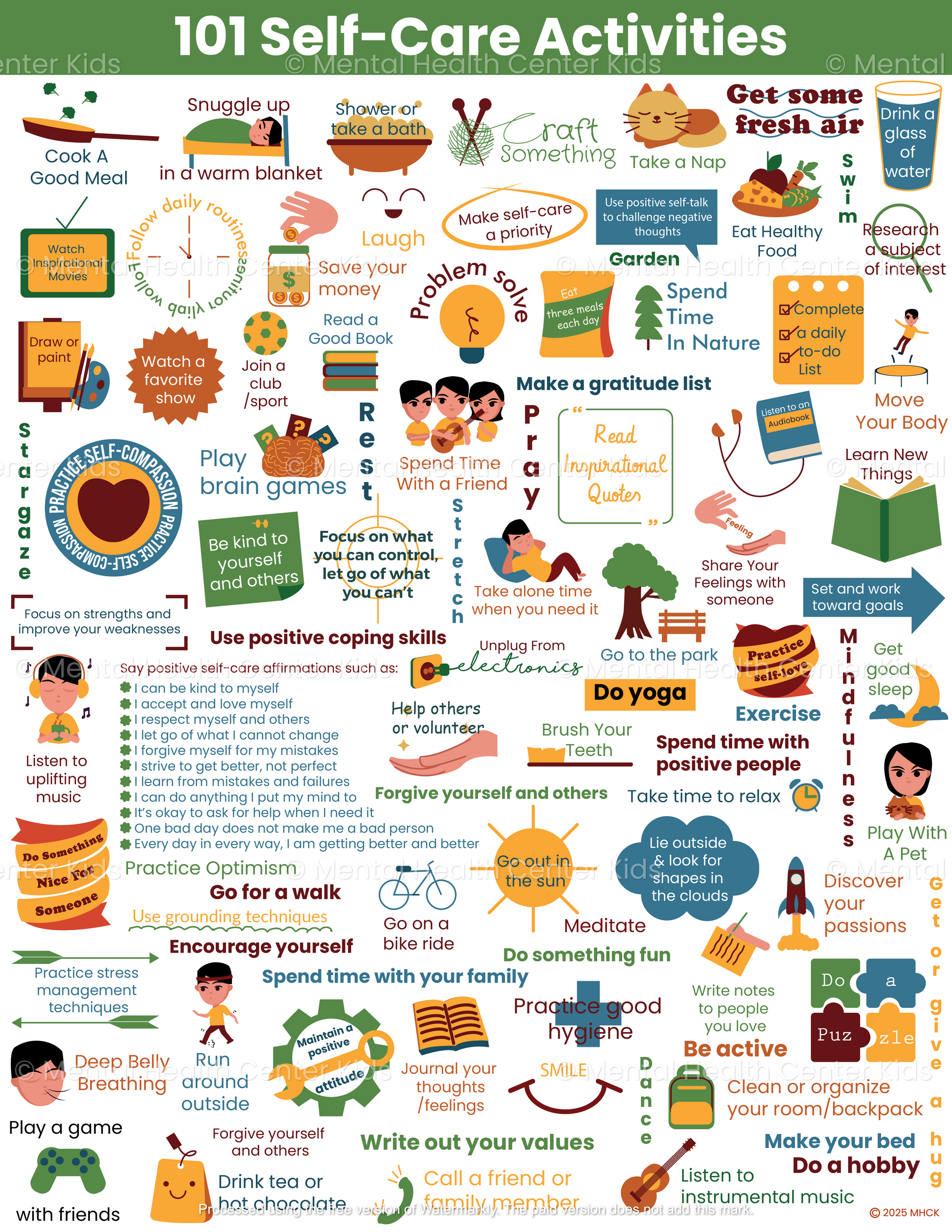 101 Self-Care Activities Poster